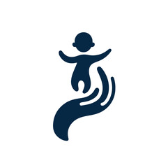People Care and Protection Logo, Childcare Vector Logo Design. Mothers hands and baby. Childs sport