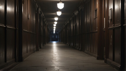 The dark corridor is scary with little light