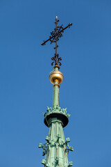 Fototapeta na wymiar Spire of Saint Vitus cathedral in Prague, Czech Republic