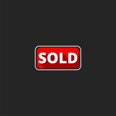 Sold sign icon  isolated on black background  