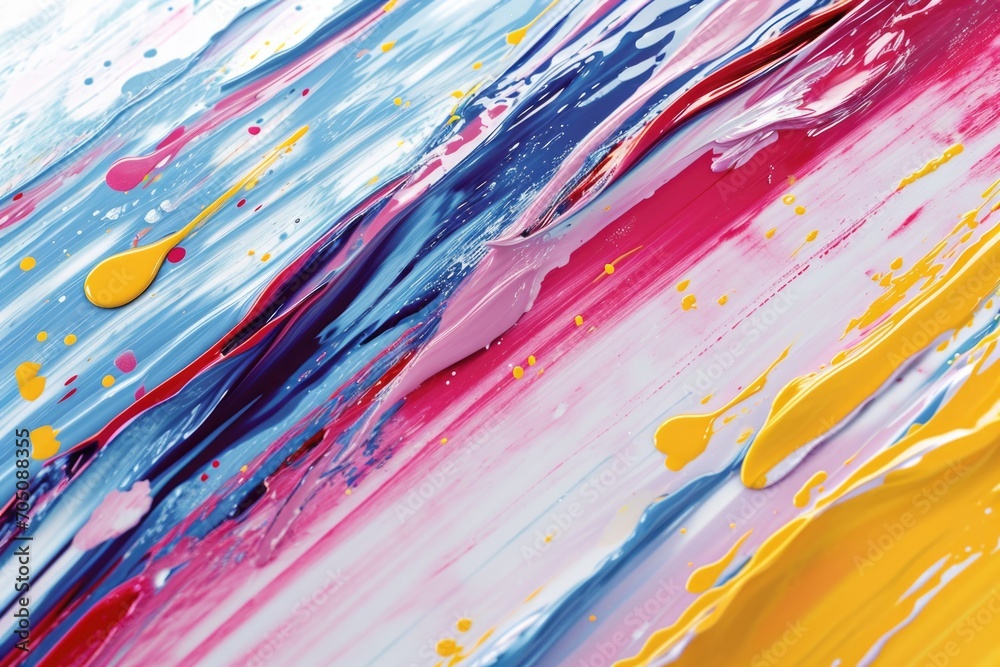 Aufkleber A detailed view of a vibrant and colorful painting on a wall. This image can be used to add a pop of color and artistic touch to any creative project