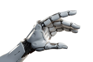 Robot hand exoskeleton isolated on white background.