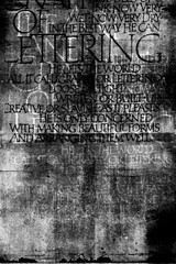 Abstract grunge stained lettering background. Urban cyber punk vertical illustration