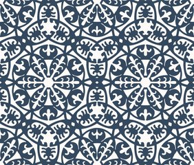 Black and white seamless pattern with arabesques  in a retro style.