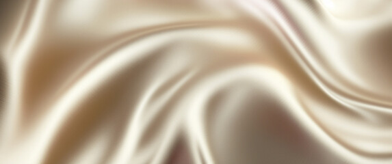 Smooth elegant cream silk fabric background. Textile texture. 3D illustration