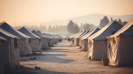 Fotobehang Refugee camp with tent © Trendy Graphics