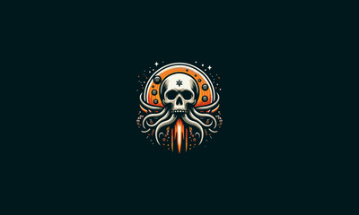 head skull and octopus vector illustration artwork design