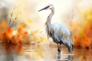 Naklejka premium Watercolor picture of a crane.