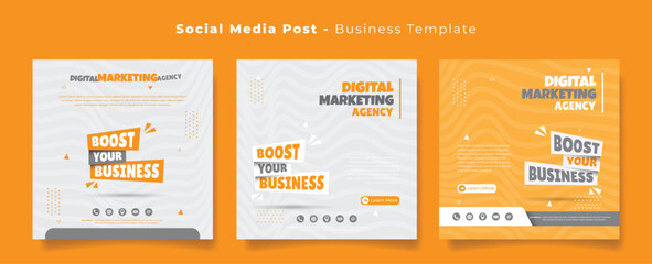 Social media template for advertisement design in yellow and white with abstract waving background