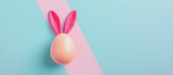 playful easter concept with pastel egg and bunny ears