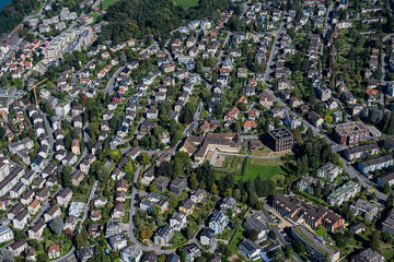 Wesemlinquartier in Luzern, Schweiz (Luftaufnahme)
