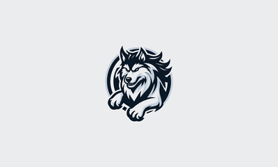 wolf running angry vector illustration logo design