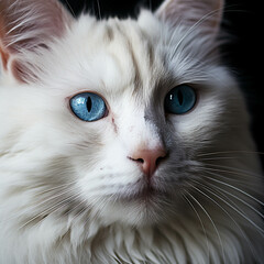 A white cat with cute blue eyes.