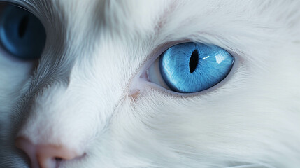 A white cat with cute blue eyes.