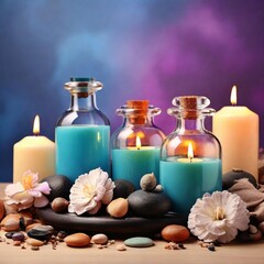 spa still life with candles and orchid