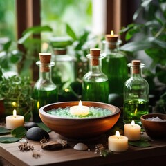 spa still life with candles