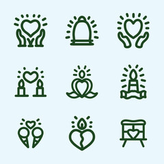 Monoline Love Valentine Icon Set Symbol Design illustration vector Emblem