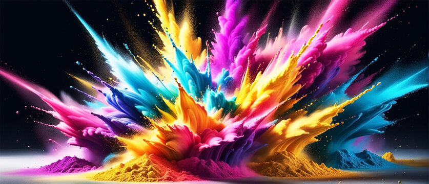 Vibrant Explosion: Various Splashes of Color Powder