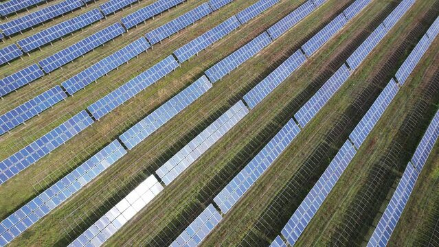 view of solar power panels in field