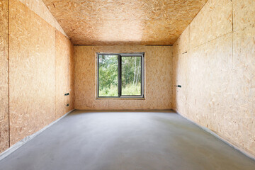 interior of the apartment without decoration in gray colors. rough finish