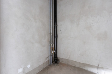 interior of the apartment without decoration in gray colors. rough finish