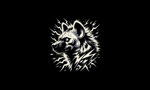 head hyena with lightning vector design