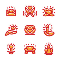 Fototapeta na wymiar Love Valentine Icon Set Symbol Design illustration vector Emblem