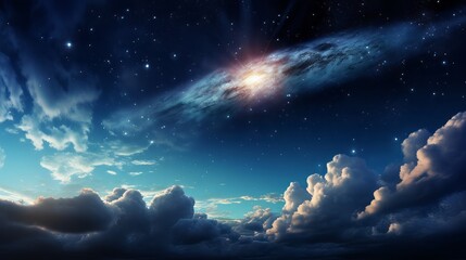 Fototapeta na wymiar A celestial phenomenon with a meteor breaking through the atmosphere