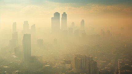 A city engulfed in harmful smog and pollution
