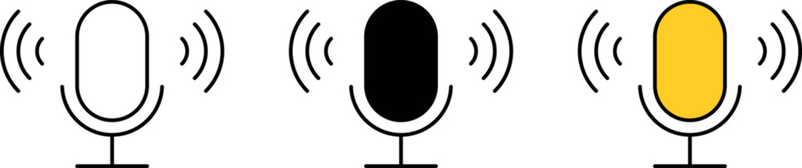 Microphone icon lined, isolated and colored style. Vector illustration