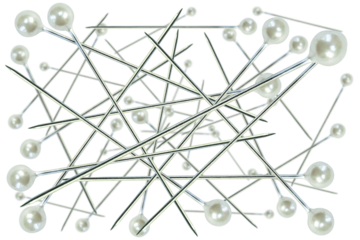 Many falling needles with a decorative ball-shaped head isolated on a transparent background.