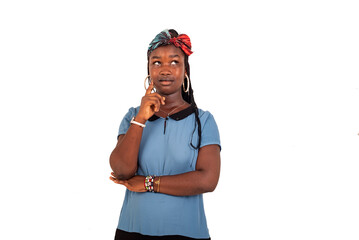 portrait of a young girl looking up there, smiling.
