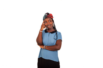 portrait of a young girl looking up there, smiling.