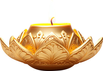 Fototapeta premium Diwali diya isolated on transparent background. PNG