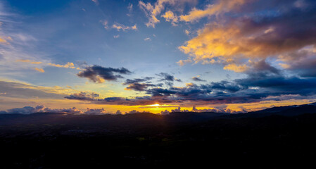 Sunset Clouds Blue Orange Horizon
