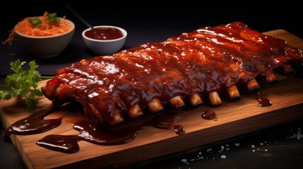 BBQ ribs coated in rich sauce, a visual representation of indulgence