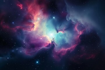 Colorful nebula in space