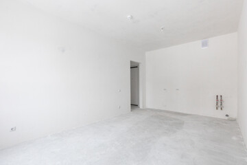 interior of the apartment without decoration in gray colors. rough finish