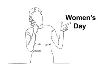A woman voicing equality. Womens day one-line drawing