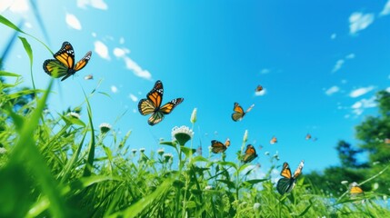 Fototapeta na wymiar butterfly on the grass