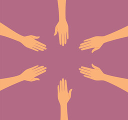People Reaching their Hands in Solidarity Vector Design. Women standing one for another in a support system 
