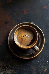 A cup of coffee sitting on top of a saucer. Perfect for illustrating coffee, breakfast, or cafe concepts