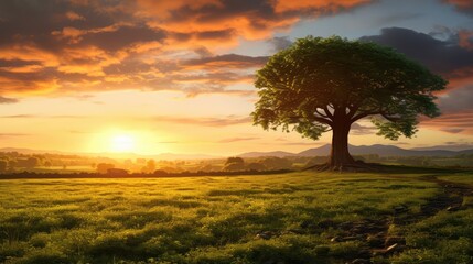 lone tree in sunset