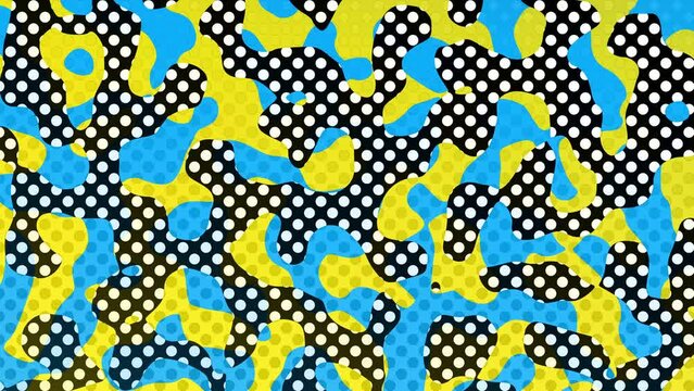 Abstract background digital dot loop. Looping footage. Cartoon abstract polka dots collage style