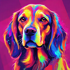 a dog with neon colors 