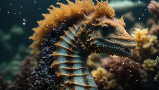 An exquisite close-up of a magnificent seahorse