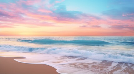 Serene ocean sunset with pastel colors painting the sky