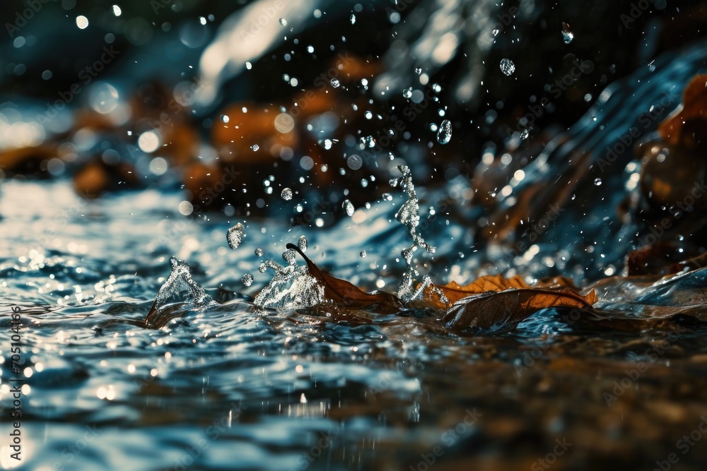 Aufkleber A detailed close-up photograph of a leaf floating in water. Suitable for nature-themed projects and designs
