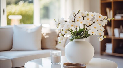 Obraz na płótnie Canvas Fresh flowers in a bright, clean living space