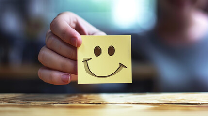 Hand giving happy smile face in comment box. Compliment Day Concept Background. Generative AI - obrazy, fototapety, plakaty